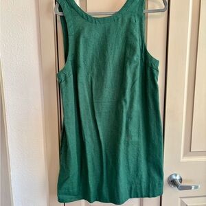 Free People Green Linen Mini Dress - Scoop Back
